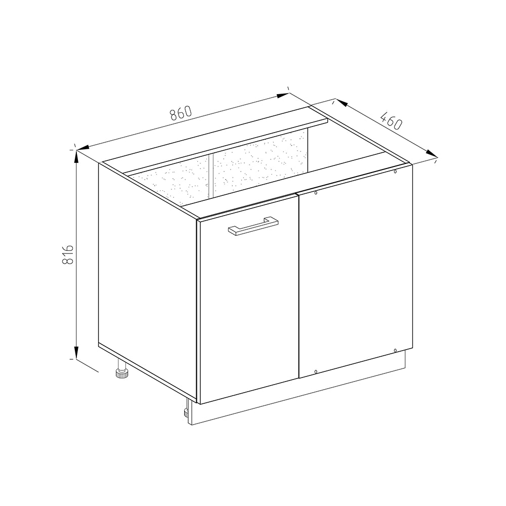 Mobile ad angolo cucina R-Line Bianco lucido/Antracite 86 cm, PL Rovere Vicco