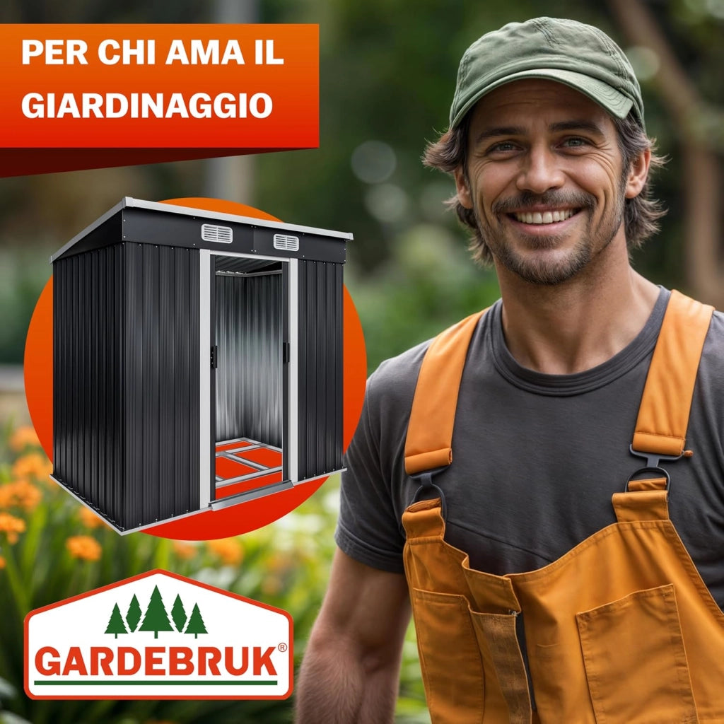 ® Casetta da Giardino Capanno Attrezzi Giardinaggio in Metallo 2m² con Fondamenta 200x125x180cm Porta Scorrevole Casetta per Attrezzi verde Capanna da Esterno 4m³