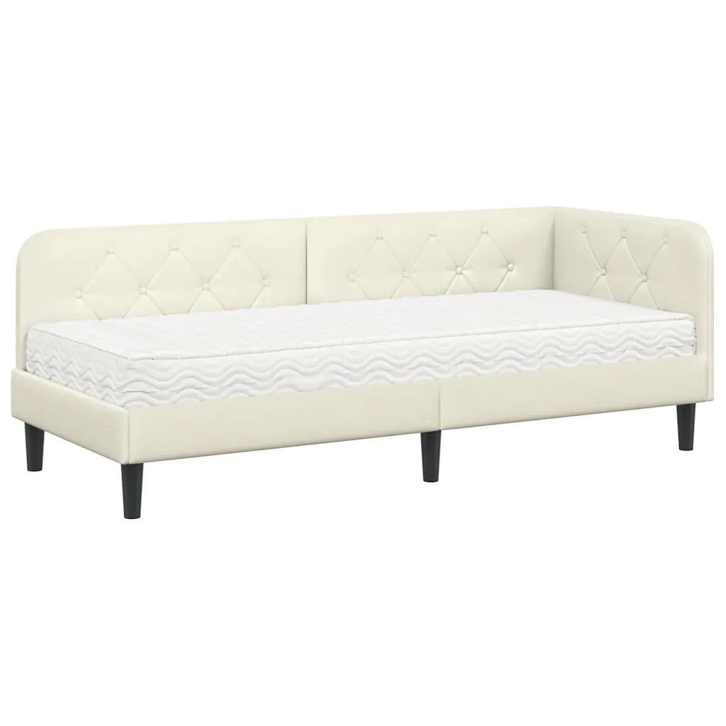 Cornice del letto ad angolo Crema 80 x 200 cm Velluto