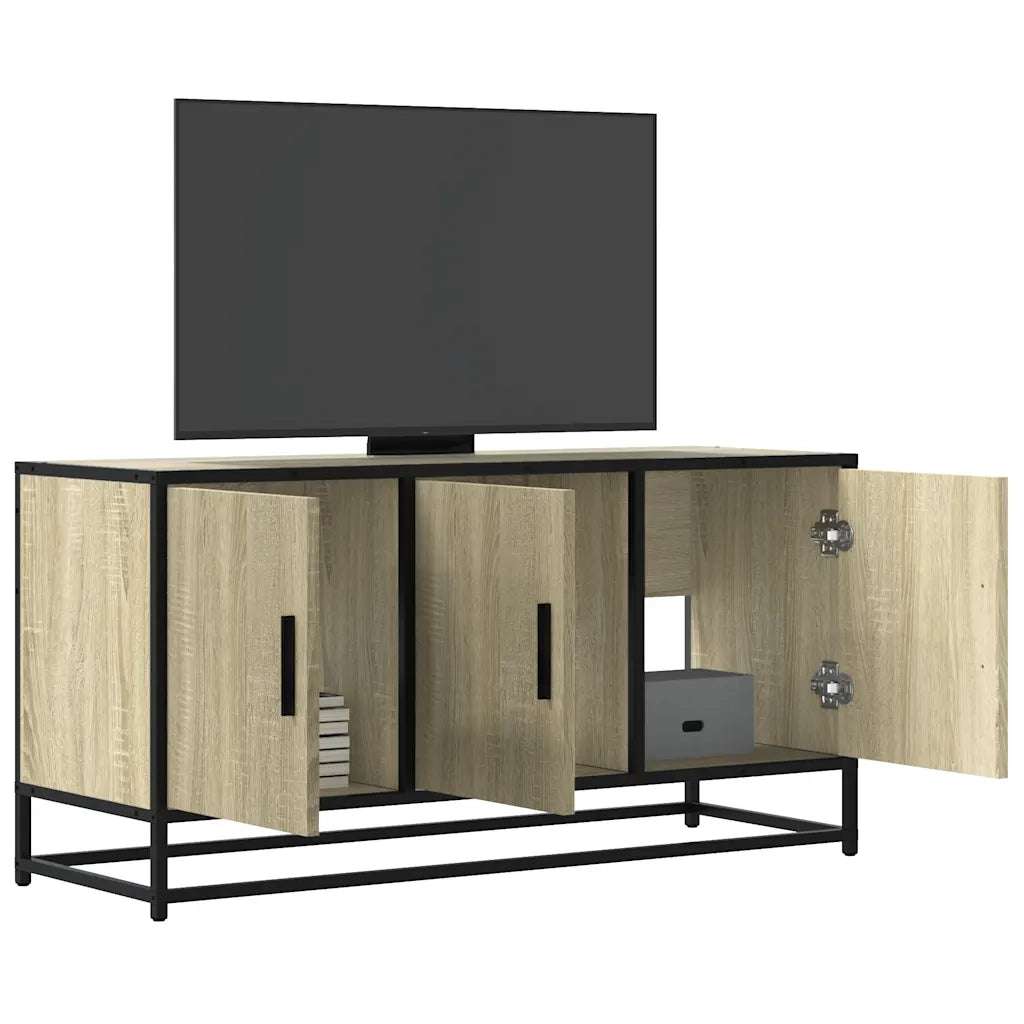 Mobile TV Rovere Sonoma 100x35x50 cm Legno Multistrato Metallo 848830
