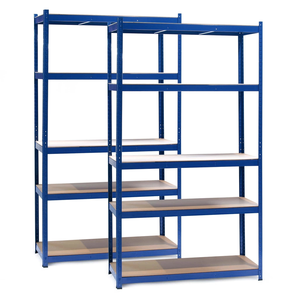 Set 2x Scaffali a incastro per carichi pesanti Blu 100x60x200cm 5 ripiani 200kg/piano