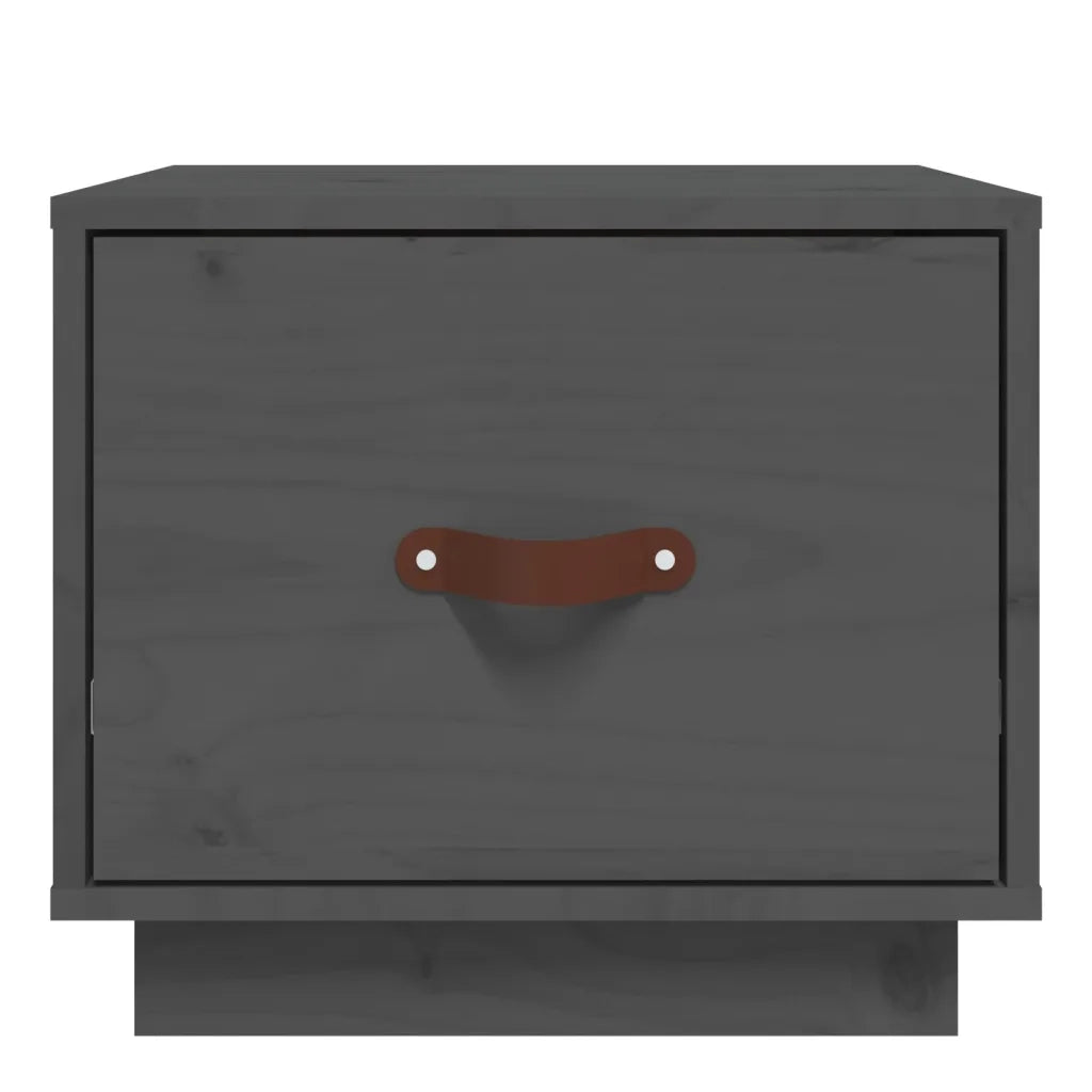 Comodino | Armadio da Notte | Mobiletto da notte Grigio 40x34x35 cm in Legno Massello di Pino