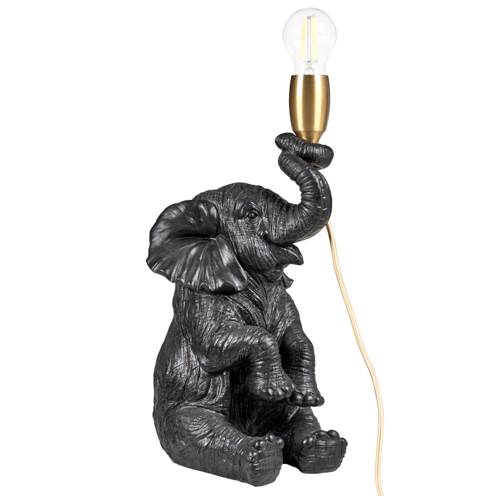 Lampada da tavolo a tema animale Luce da comodino a forma di elefante Lampada da lettura per la camera da letto Nero