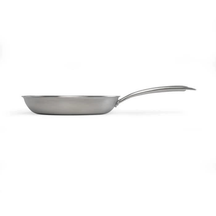 Brigade - Padella in acciaio inox 24 cm - LIVOO - MEP158 - Triplo strato in acciaio inox - Adatta a tutti i piani cottura, anche a induzione - Prodotto in Francia