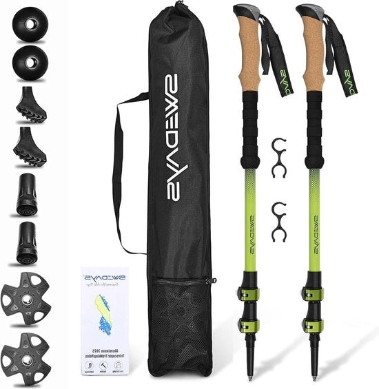 Nordic Walking Stabili Telescopici per Uomini e Donne - Asticelle da Trekking in Alluminio con Manico di Curvatura - Leggero e Regolabile da 63-135 cm