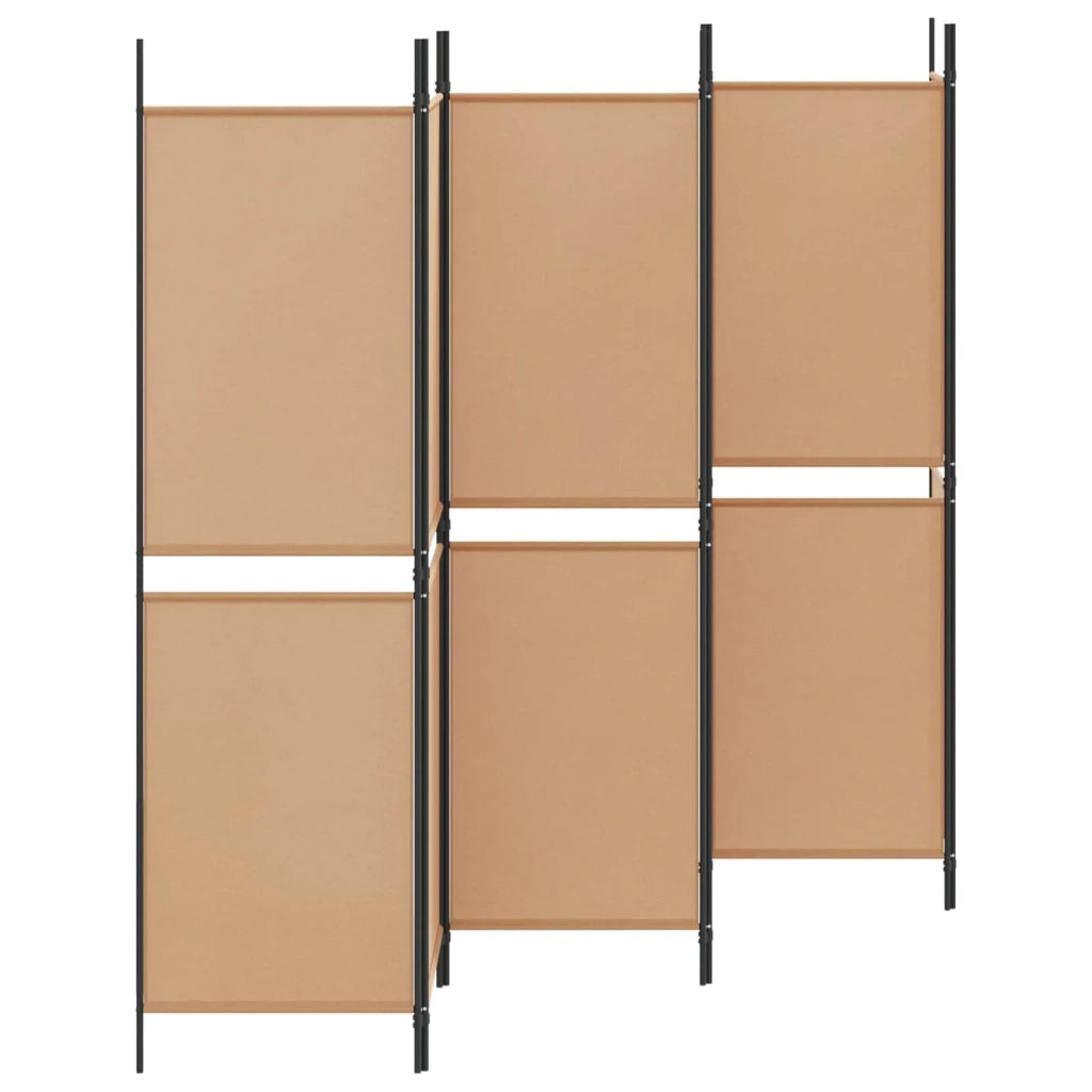 Divisore per Stanza | Paravento | Divisorio Ambienti a 6 Pannelli Beige 300 x 180 cm Tessuto