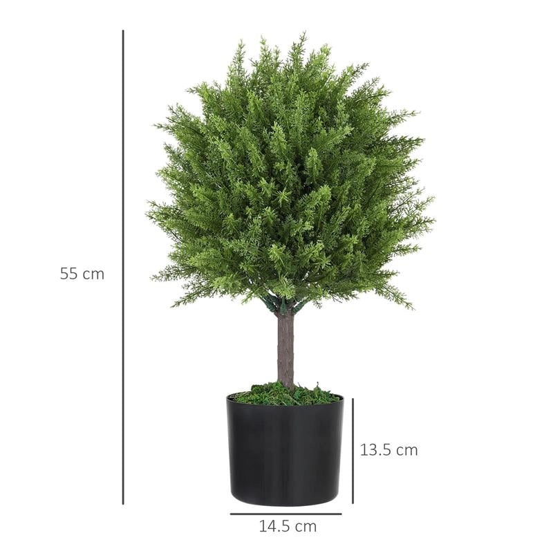 PIANTA FINTA ALBERO CEDRO CON VASO INCLUSO PER INTERNO ED ESTERNO ALTEZZA 55 CM VERDE