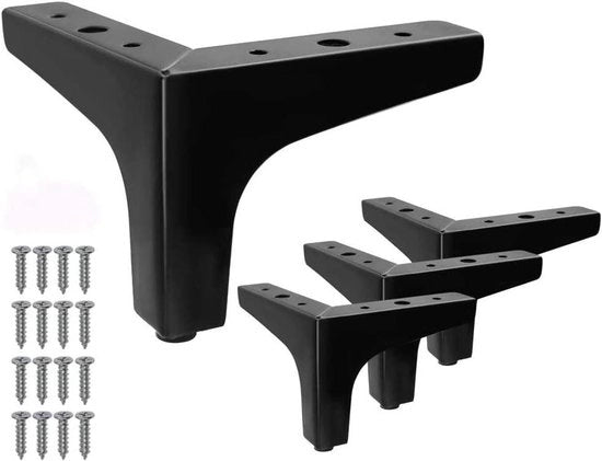 4 pezzi di sostegni per mobili a forma di triangolo, 4 pollici, stile moderno, metallo, nero