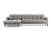 Cosmopolitan Design - Divano angolare sinistro "Bali" 5 posti in tessuto strutturato grigio chiaro 