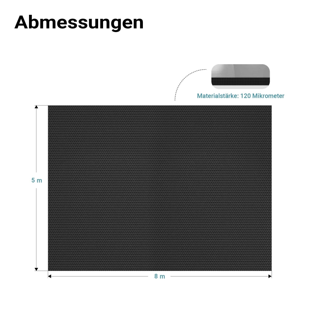 Copertura a bolle d'aria isotermica per piscina rettangolare 5x8m nero 120µ