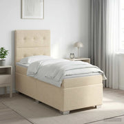 Letto box spring con materasso Crema 90 x 190 cm Tessuto 3453302