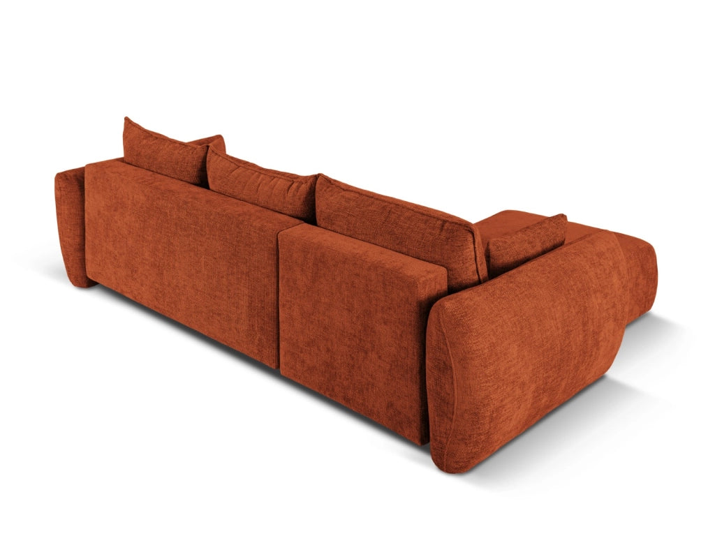 Cosmopolitan Design - Divano convertibile angolare sinistro con contenitore "Matera" 4 posti in ciniglia terracotta 