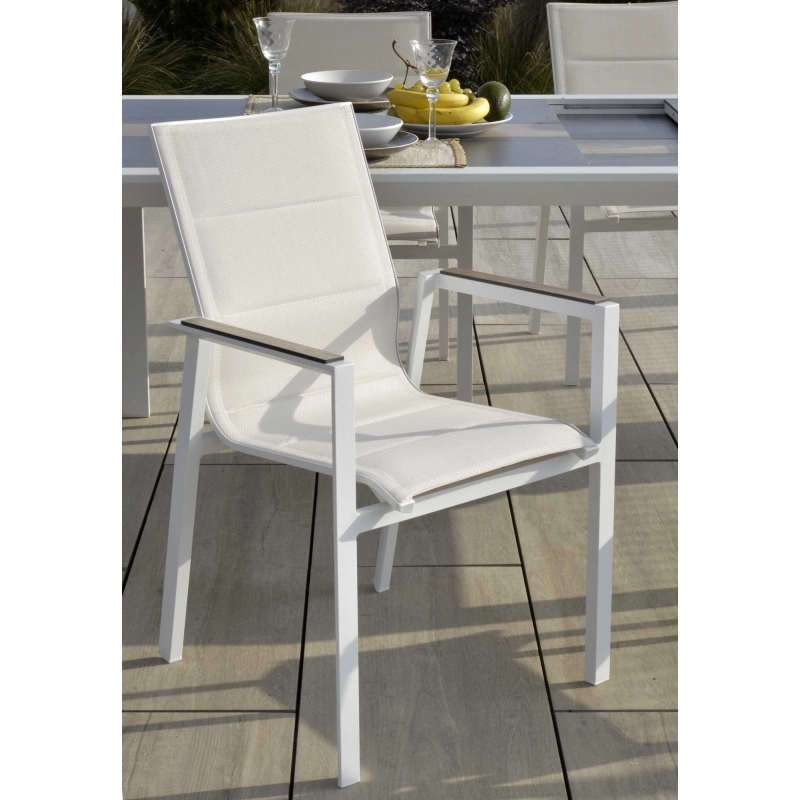 Poltrona alluminio textilene Riverside bianco (bracciolo in hpl) cm 56x66h90