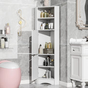 Armadietto da bagno angolare con 2 vani aperti e ripiano regolabile per bagno in truciolare bianco 36.5 × 36.5 × 155 cm