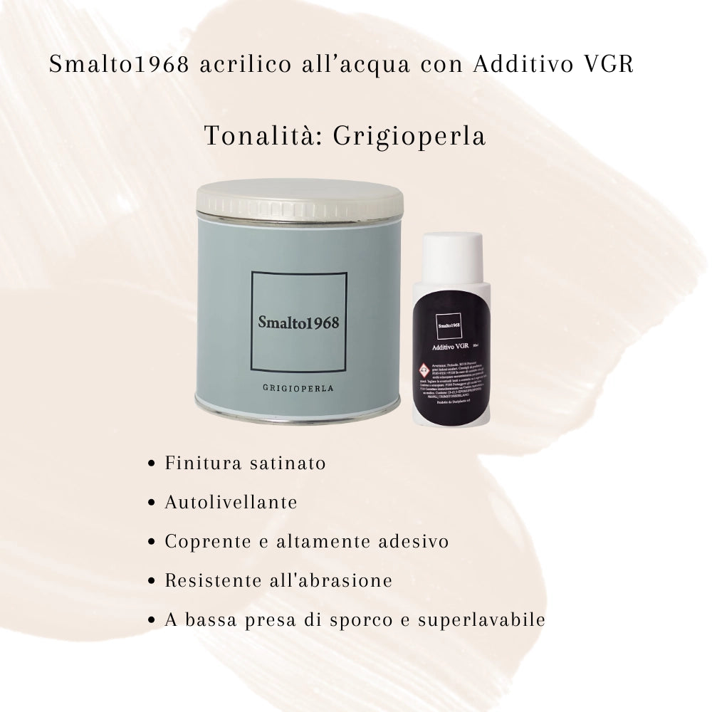 Smalto1968 base acqua vgr piastrelle ceramiche supporti difficili l 0.5 *** colore- grigioperla, confezione 1