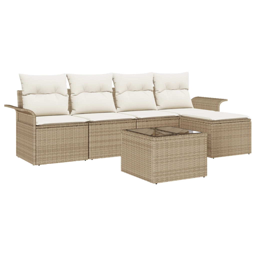 Set di Divani da Giardino da 6 Pezzi con Cuscini - Polyrattan Marrone