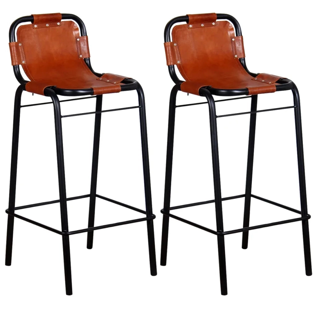 Sgabelli da Bar 2 pz in Vera Pelle cod mxl 73453