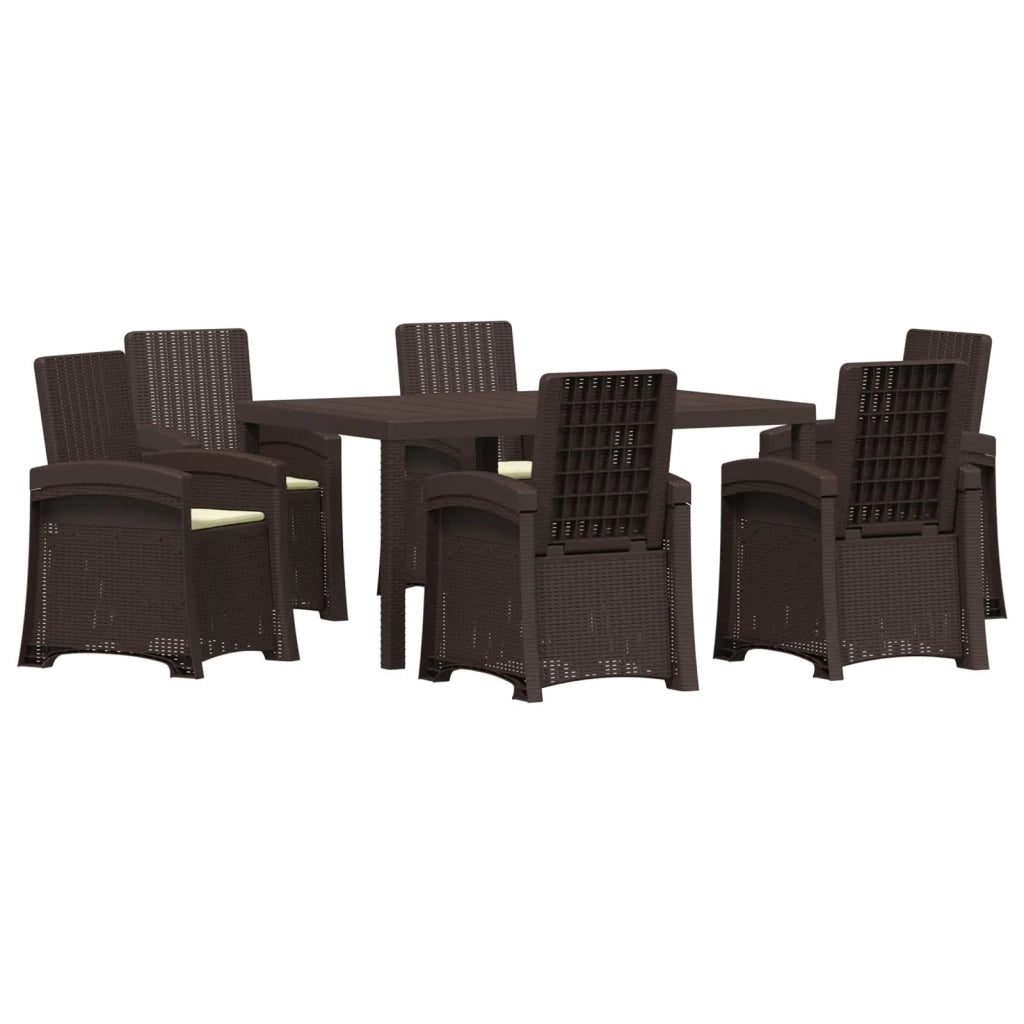 Set da Pranzo per Giardino 7 pz Marrone e Crema PP 3430139