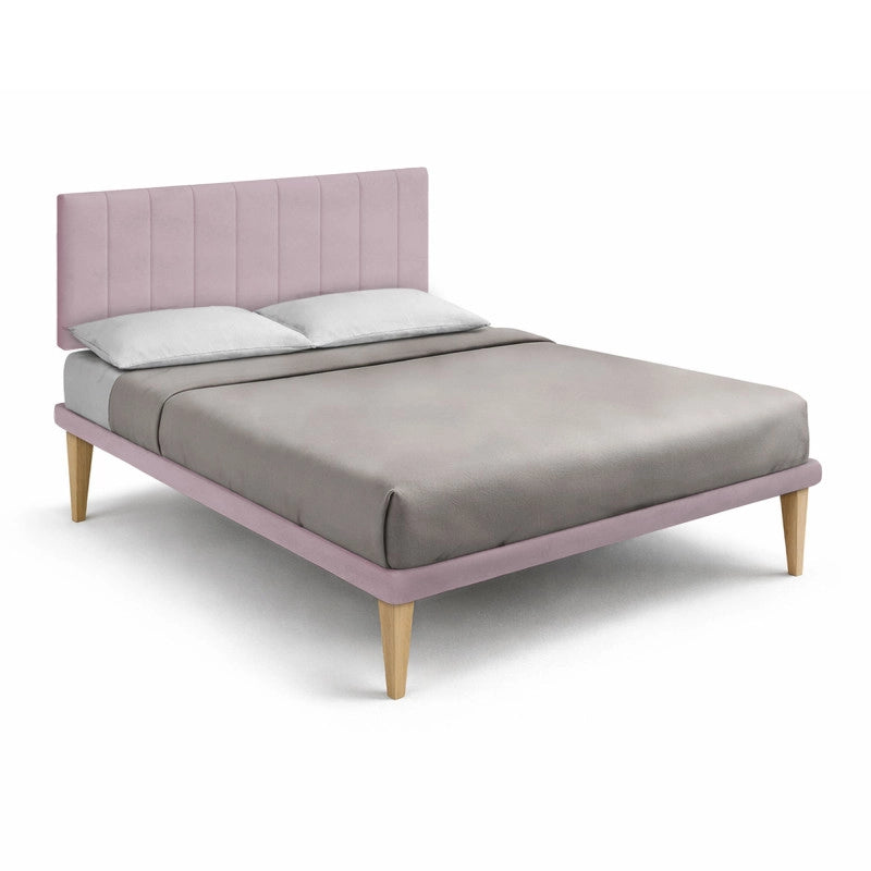 Letto imbottito Matrimoniale 180x200 cm Vertical - Con rete,Glicine,Microfibra