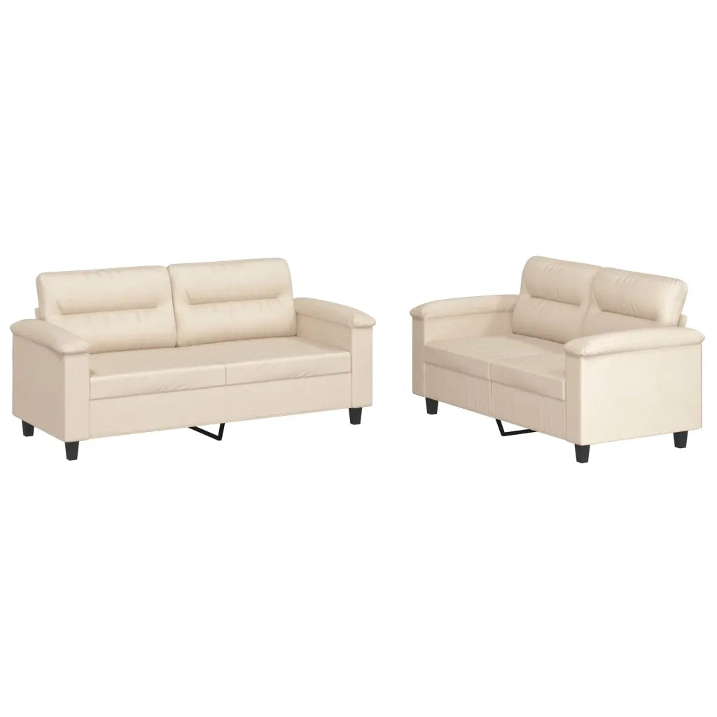Set Divani 2 pz con Cuscini Beige in Tessuto Microfibracod mxl 82841