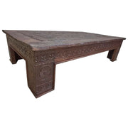 Tavolino in legno artigianale marrone 148x88x37h cm