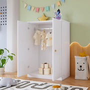 Armadio compatto a 2 ante con barra appendiabiti, per camera da letto, soggiorno e cameretta, in MDF bianco, 80 × 50 × 120 cm