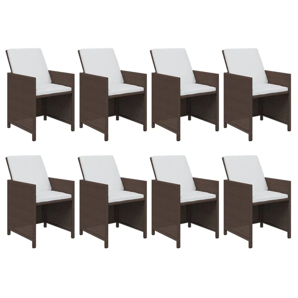 Set Divani da Giardino 9 pz con Cuscini in Polyrattan Marrone 3095566