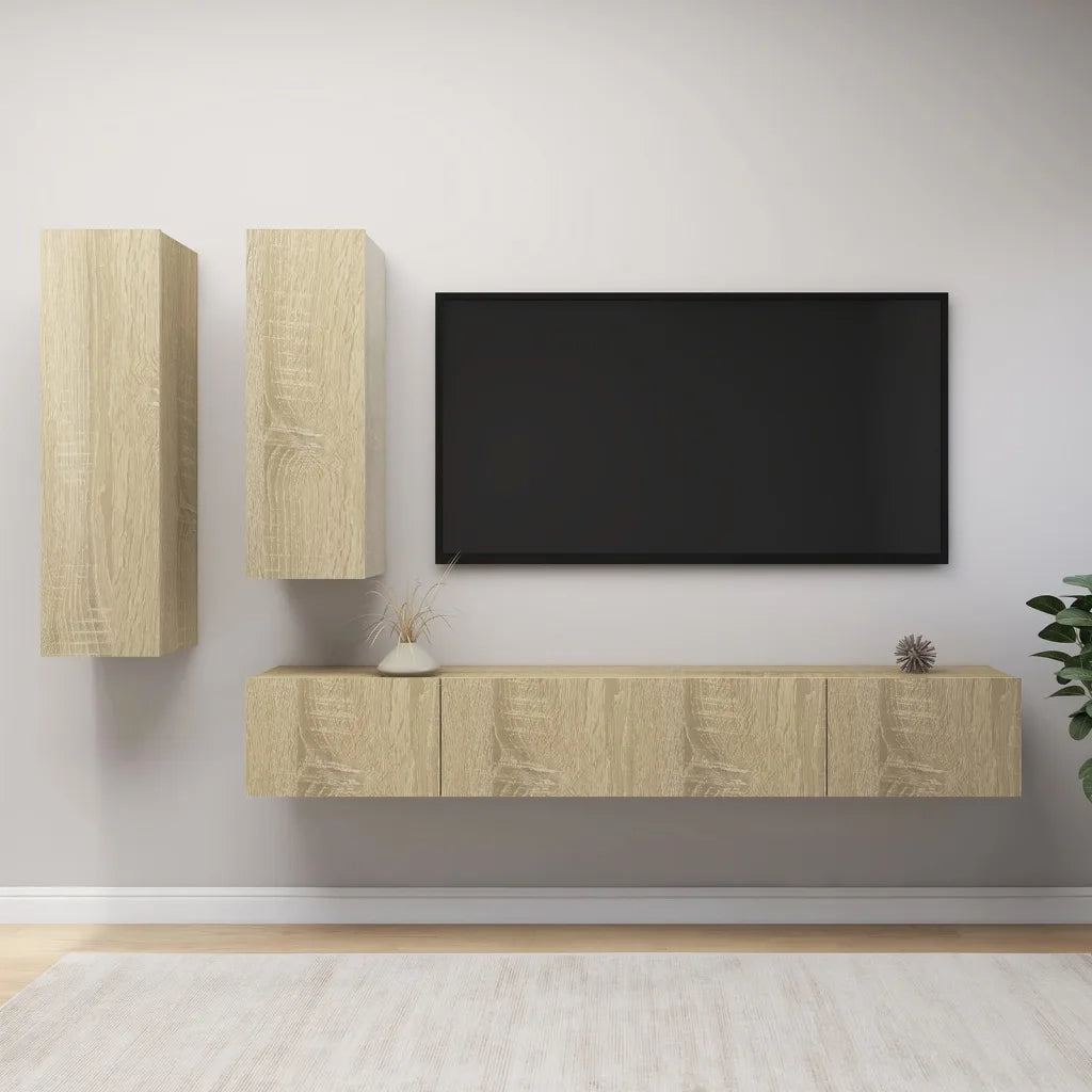 Set di Mobili TV 4 pz | Armadietto TV | Mobile Porta TV Rovere Sonoma in Legno Multistrato