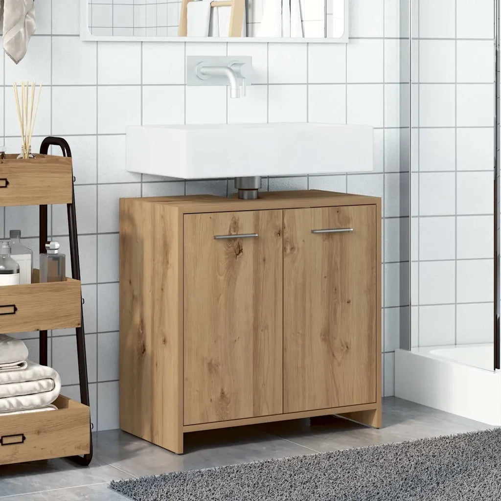 Mobile Lavabo Bagno Rovere Artigianale Legno Multistrato 856040