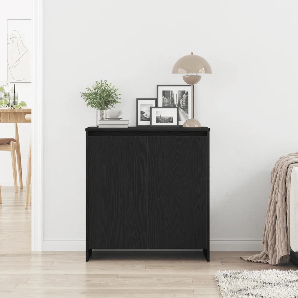Credenza Rovere Nero 70x41x75 cm Legno Massello di Acacia 862082