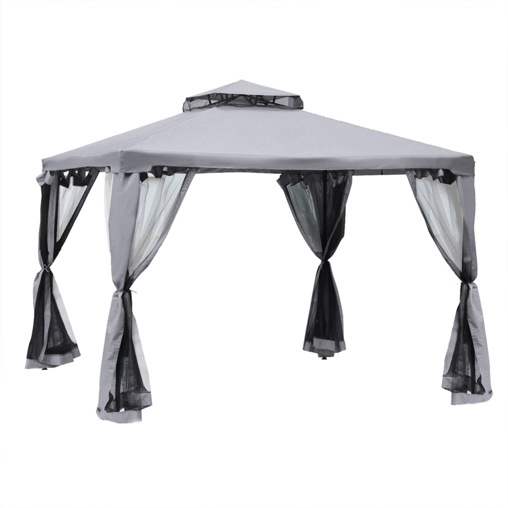 Gazebo da giardino 3x3 m con 4 pareti laterali, struttura in metallo e poliestere antracite