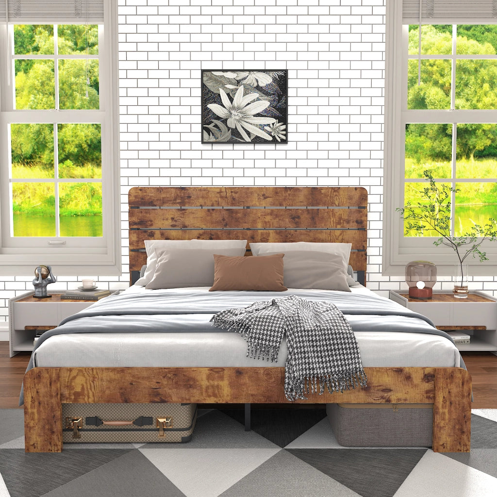 Letto matrimoniale 140 × 200 cm con testiera contrastante, gambe arrotondate e struttura in metallo, senza materasso