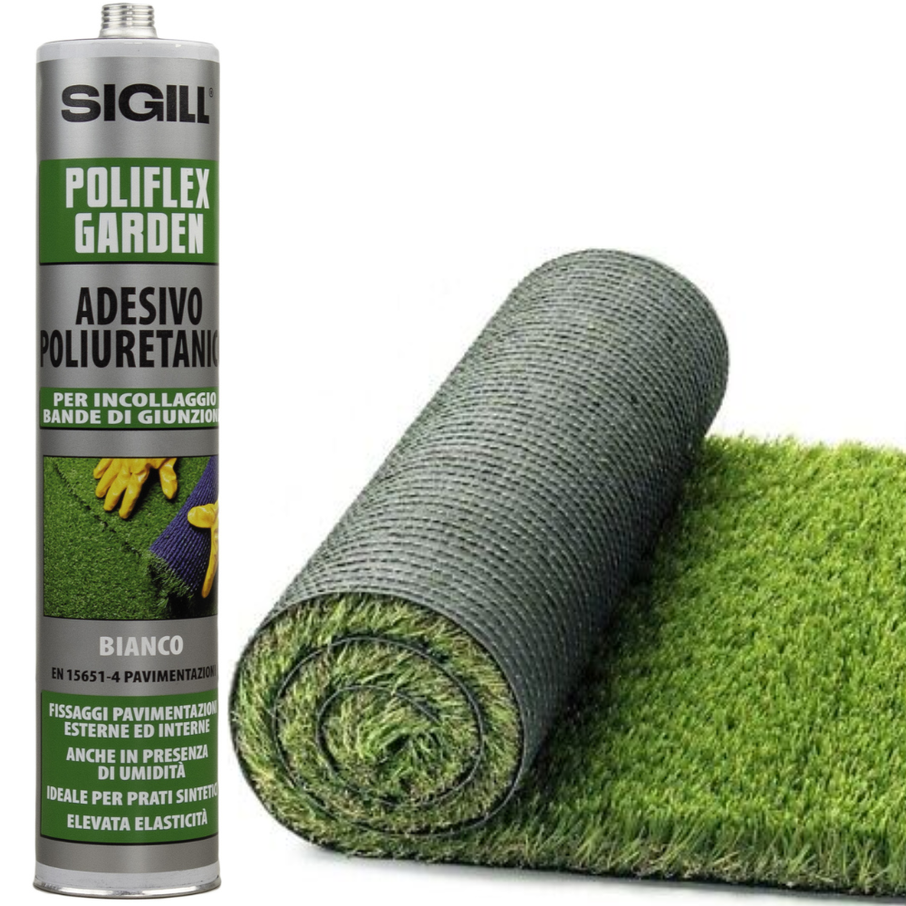 Rotolo prato 2 mt erbabella fili 25 mm + adesivo incollaggio bande giunzione