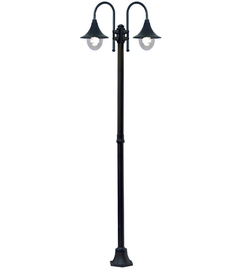 LAMPIONE 2 LUCI SU PALO MODELLO PARIGI  2x100w IP44 cm.76x230h. colore nero    SYNTESY
