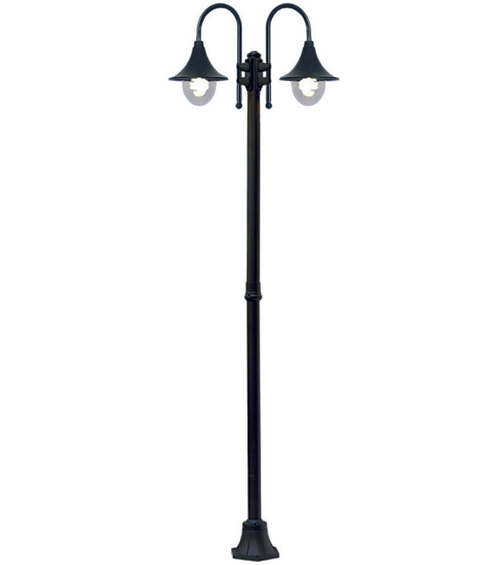 LAMPIONE 2 LUCI SU PALO MODELLO PARIGI  2x100w IP44 cm.76x230h. colore nero    SYNTESY