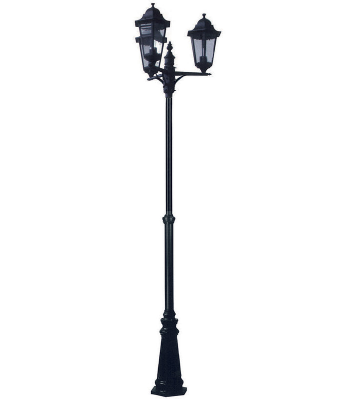 LAMPIONE 3 LUCI SU PALO MODELLO BERLINO  3X100w IP44 cm.230h. colore nero    SYNTESY