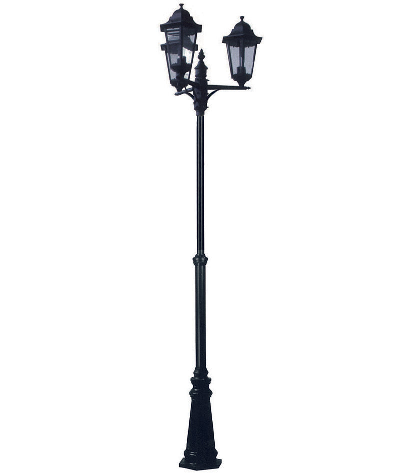 LAMPIONE 3 LUCI SU PALO MODELLO BERLINO  3X100w IP44 cm.230h. colore nero    SYNTESY