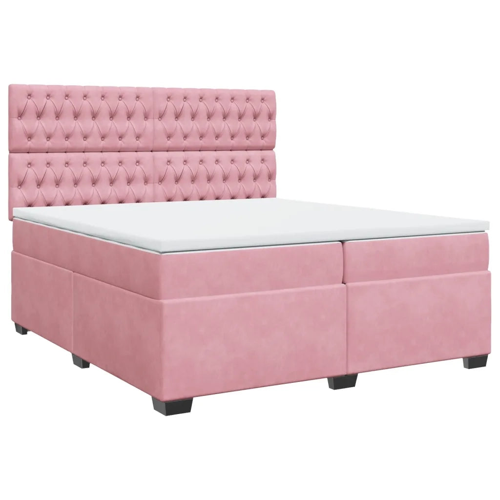 Giroletto a Molle con Materasso Rosa 200x200 cm in Velluto