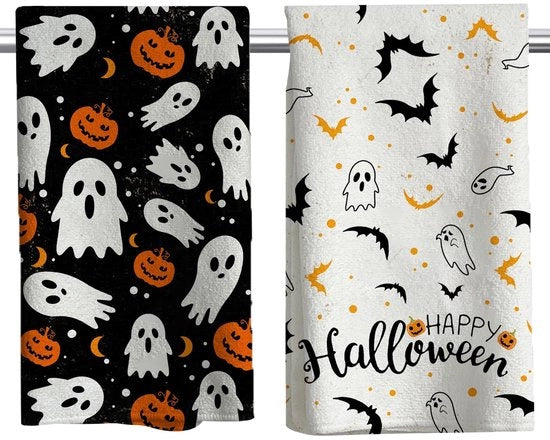 Asciugamani da cucina in microfibra 2 pezzi - 18x26 pollici - Disegno Halloween - Facili da lavare - Utensile da cucina pratiche - Asciugamani da tovaglia