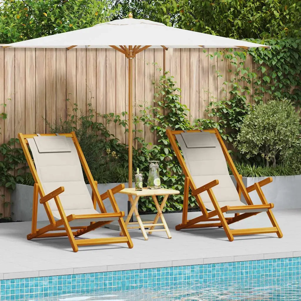 Sedia da spiaggia 2 pcs Marrone Legno di Acacia Massello 3325142