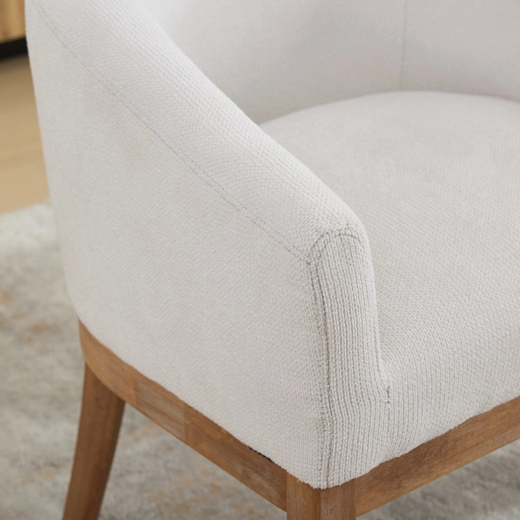 Sedia da Pranzo Imbottita con Braccioli ¨C MINIMAL ¨C Beige, Struttura in Legno
