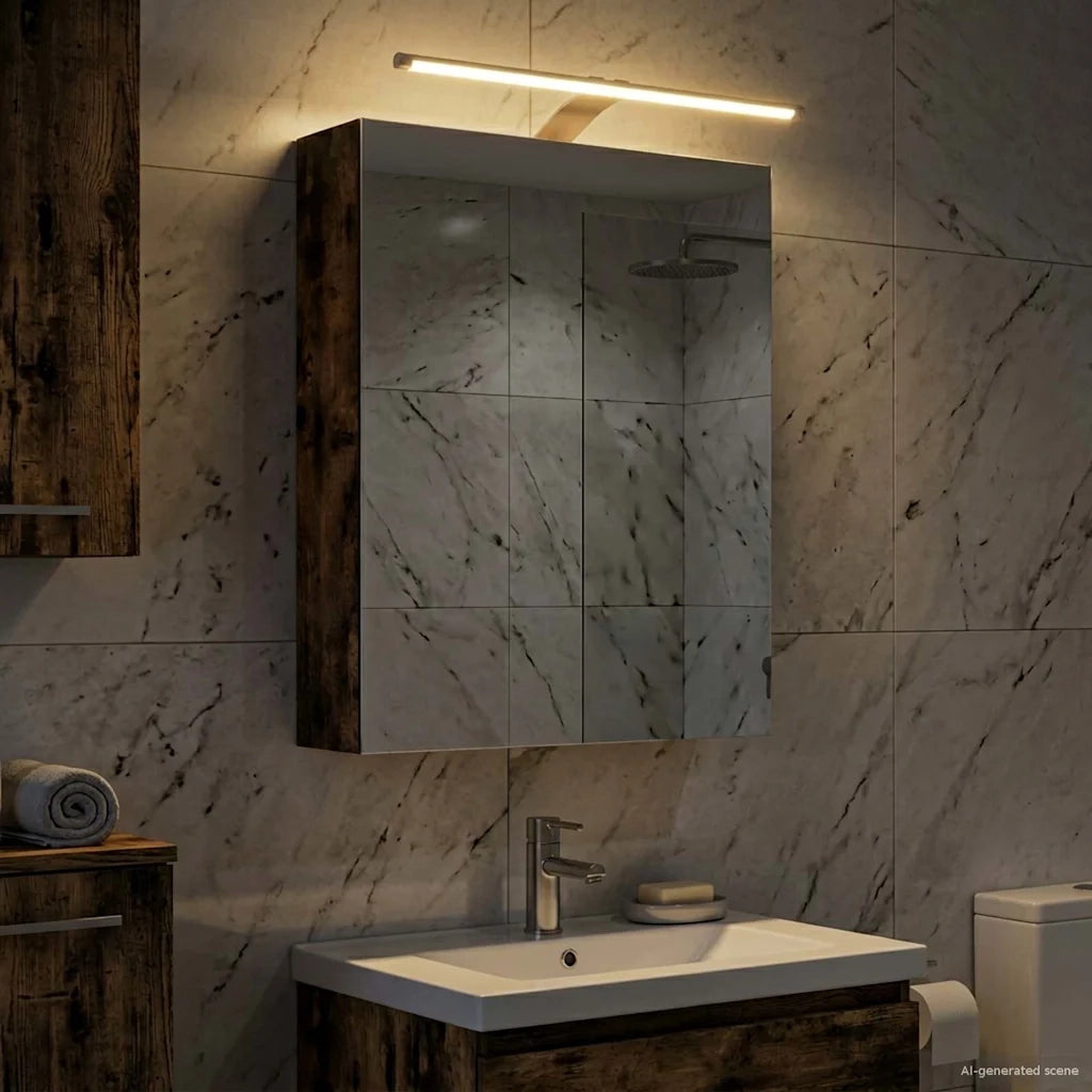 Mobiletto per specchio da bagno Rovere fumé 50 x 14,5 x 70 cm 889051