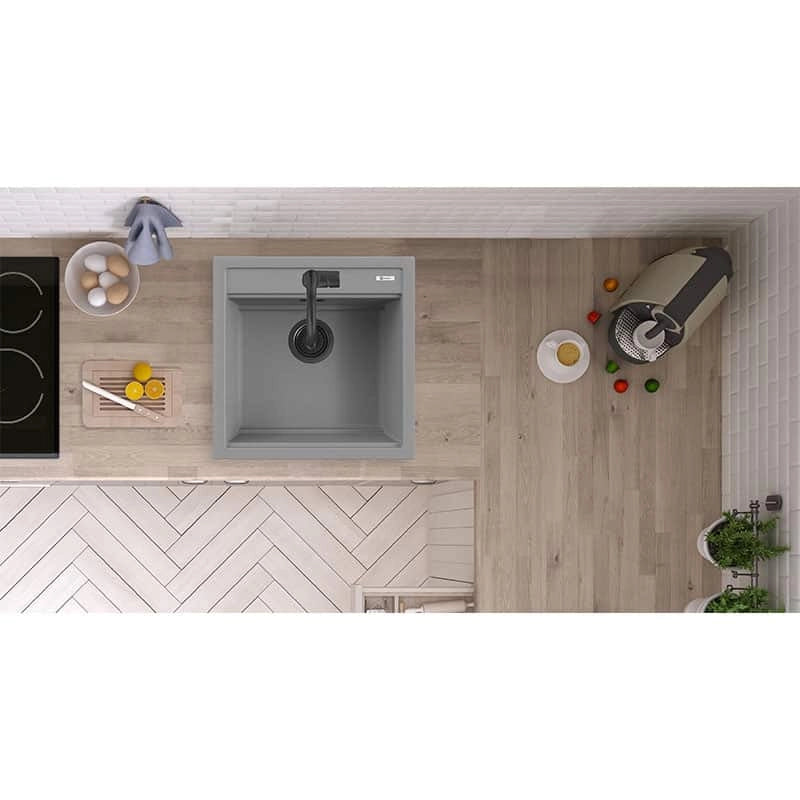 Lavello Quareco incasso 1 vasca 51×51 Prime 50 Granito Grigio QLP050GR