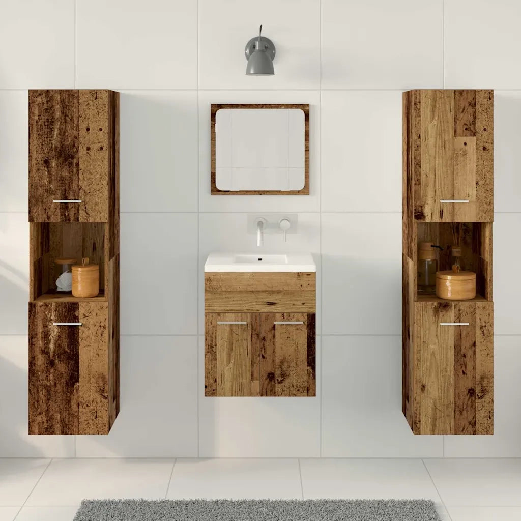 Set di mobili per il bagno con porta 4 pcs Legno vecchio 3332492
