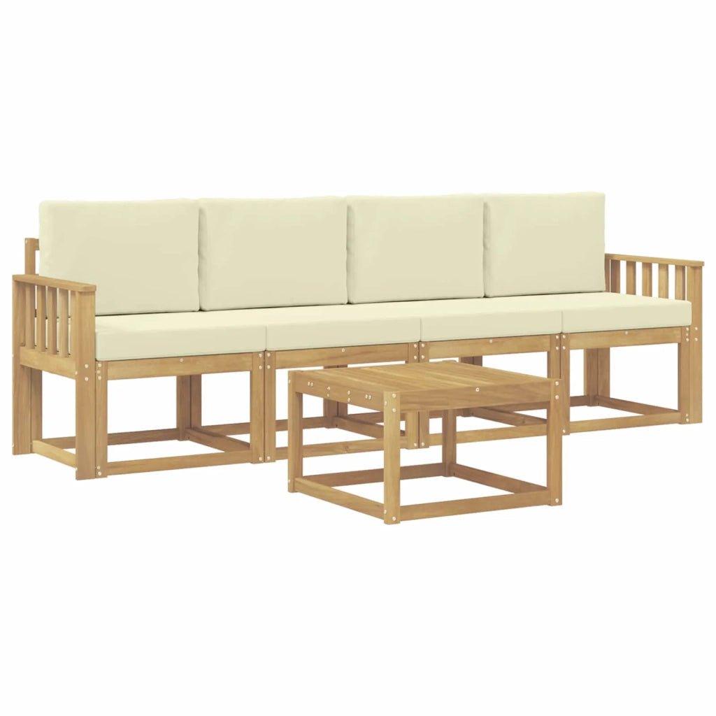 Set di divani da esterno 5 pz Bianco e Crema 3387204