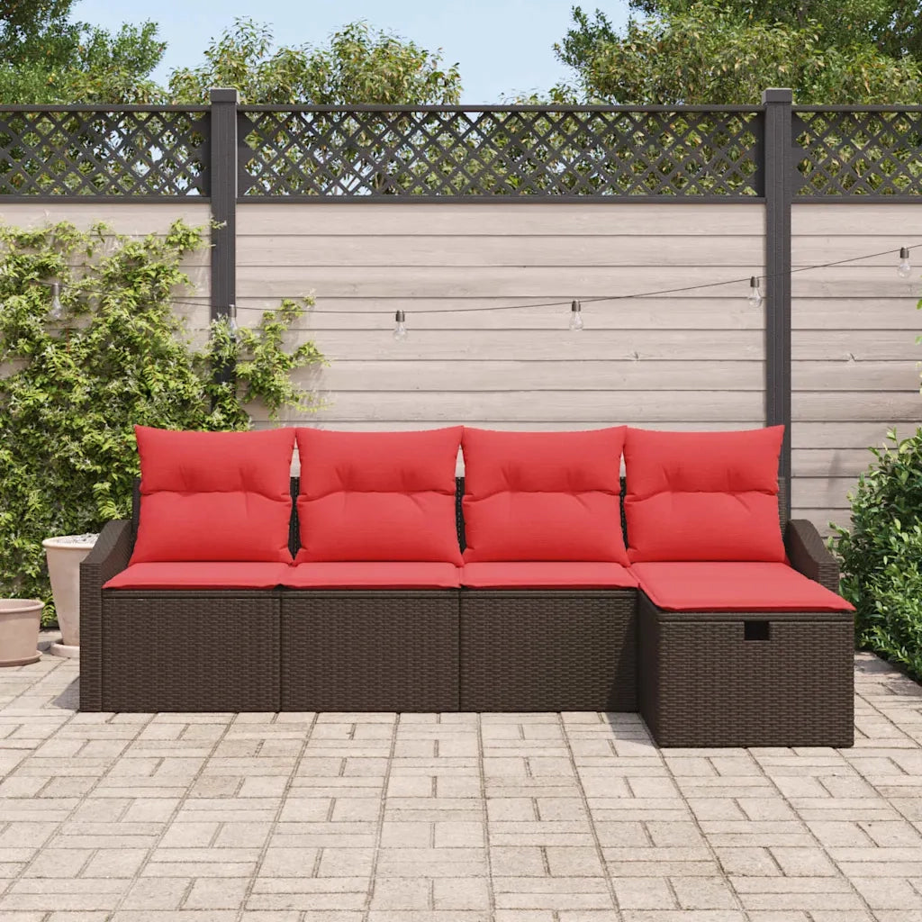 Set di divani con cuscino con archiviazione Marrone polyrattan 3359263