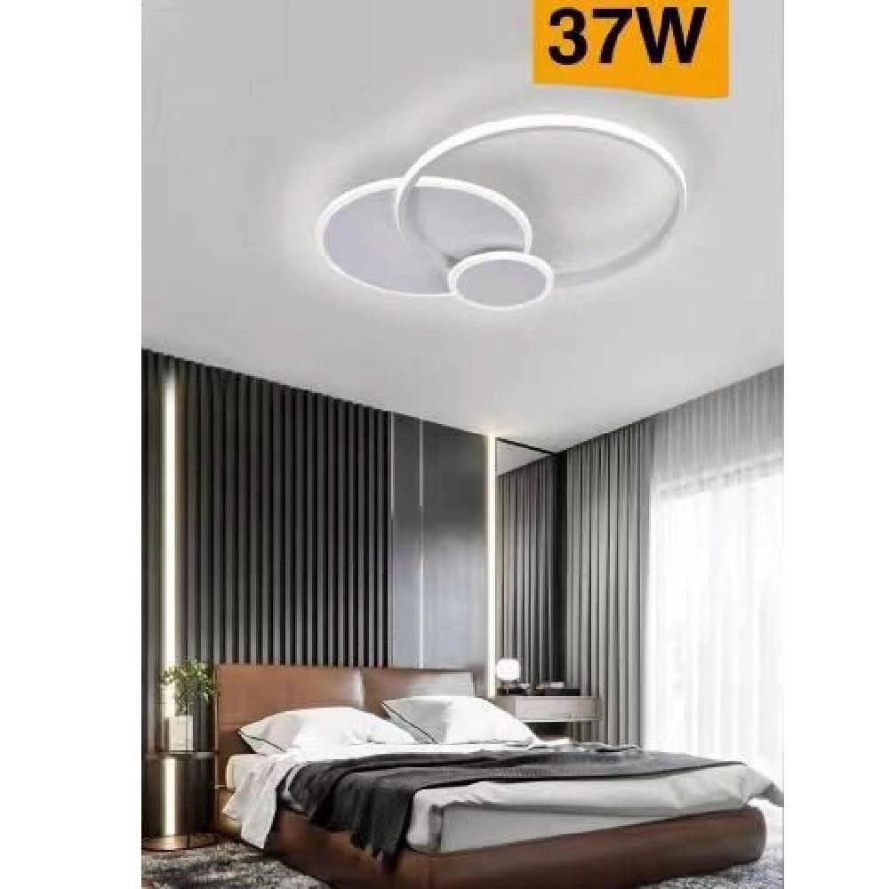 Trade Shop - Plafoniera Led Design Moderno 3 Cerchi 37 Watt Luce Fredda Naturale Calda C32 -