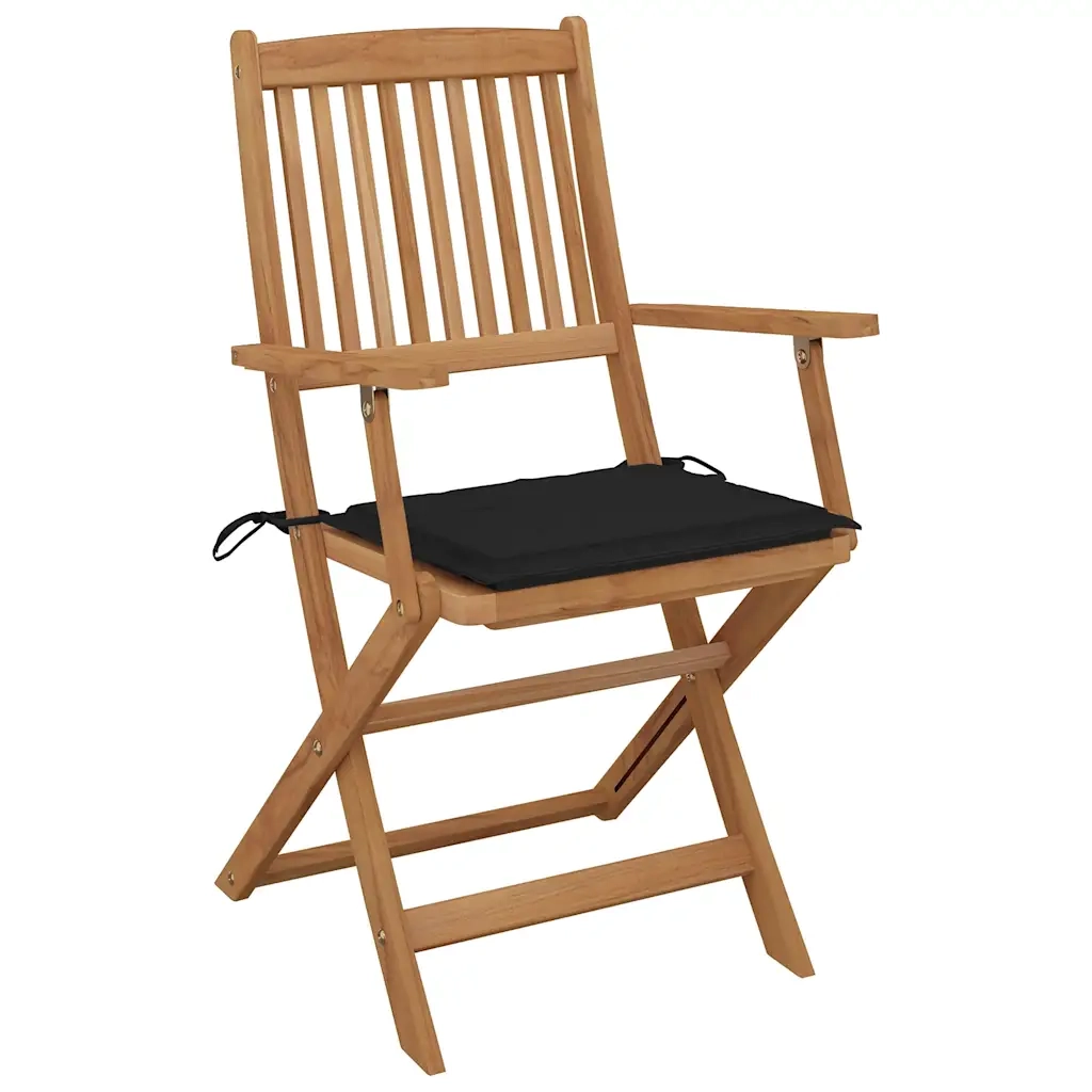 Sedie da Giardino Pieghevoli 8 pz con Cuscini Massello Acacia 3074974