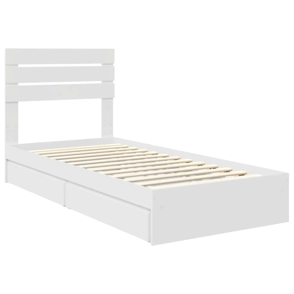 Letto con Contenitore Bianco 75 x 190 cm Legno multistrato