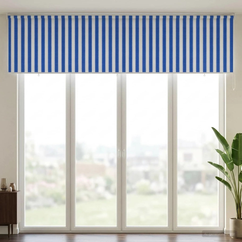 Tenda a Rullo Esterno Blocco UV 90% Strisce Blu e Bianche HDPE 42035984